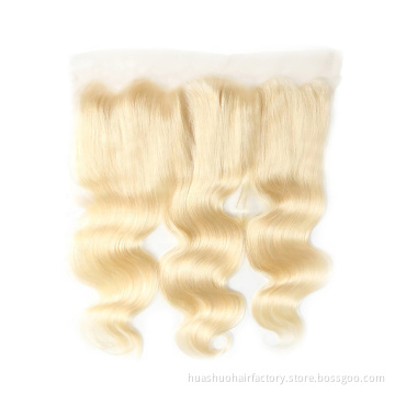 Blonde Virgin Hair Ear To Ear Bleached Knots Brazilian Young Girl 613 Hair Body Wave Lace Frontal Closure
